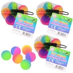 Zeige Details für 4er Set Flummi zweifarbig Neon, Ø 27mm, 6 Stück im Netz Bild von 4er Set Flummi zweifarbig Neon, Ø 27mm, 6 Stück im Netz