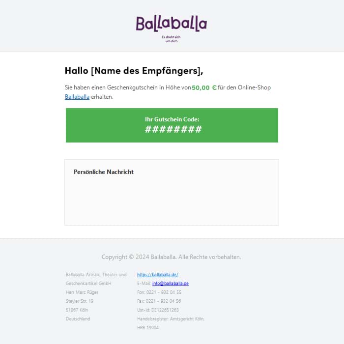 Bild von Geschenkgutschein 50 EUR
