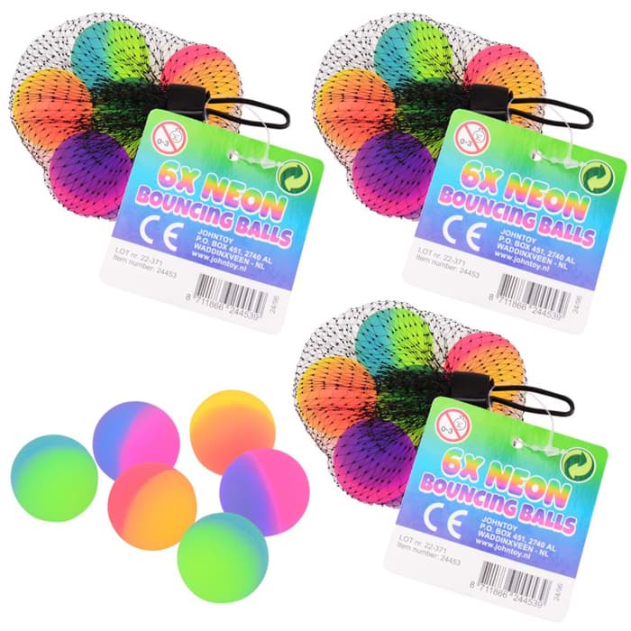 Bild von 4er Set Flummi zweifarbig Neon, Ø 27mm, 6 Stück im Netz